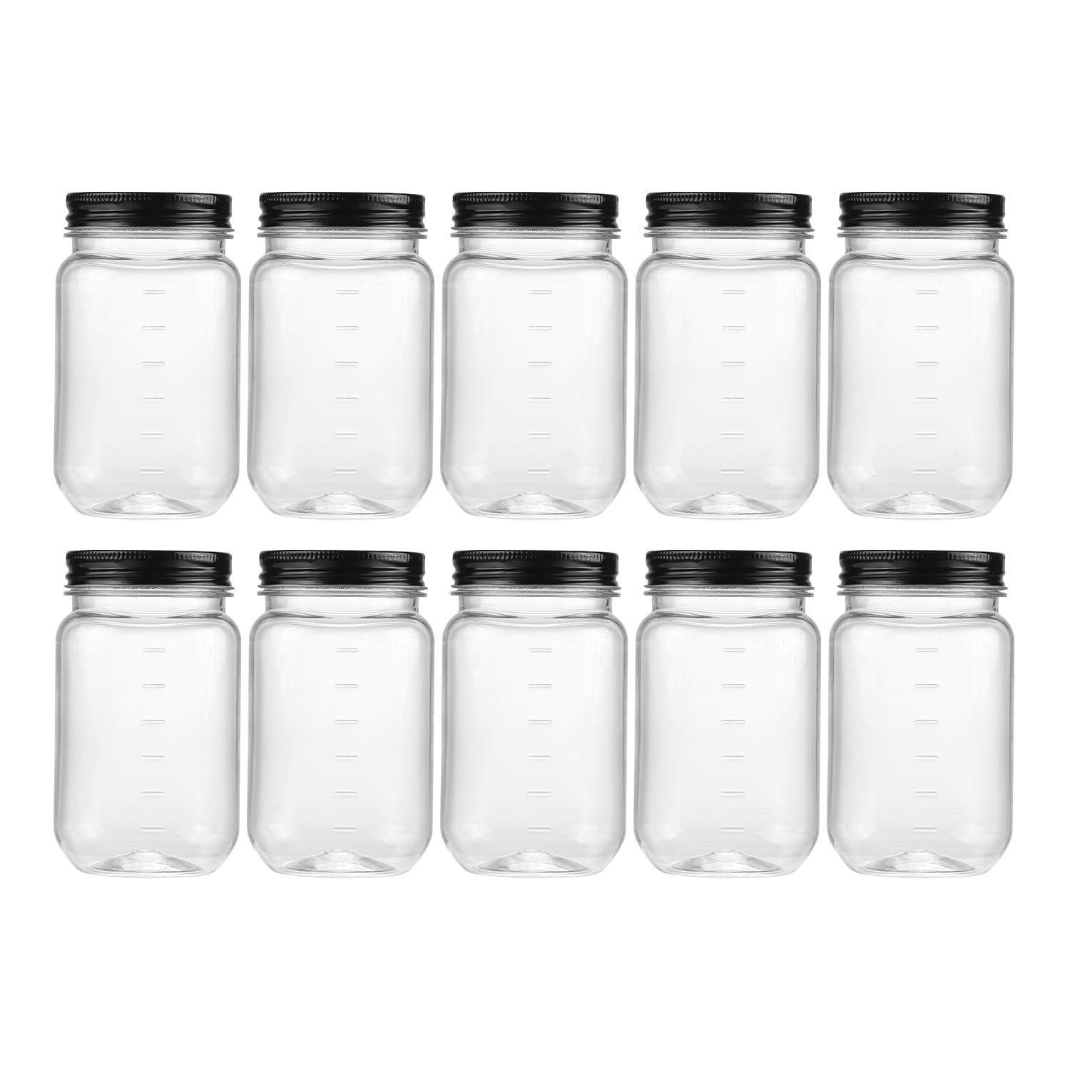 novelinks jarras plástico 473 ml con tapa rosca negra para transporte seguro