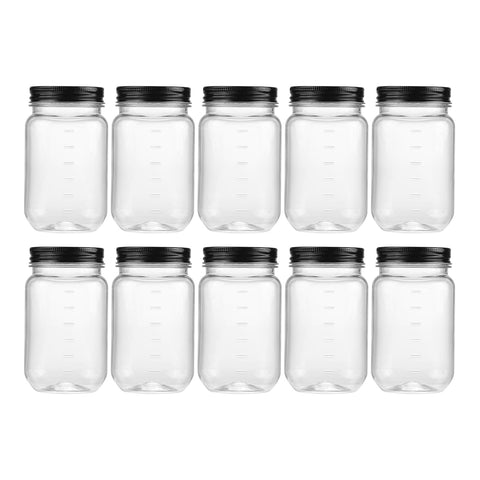 novelinks jarras plástico 473 ml con tapa rosca negra para transporte seguro
