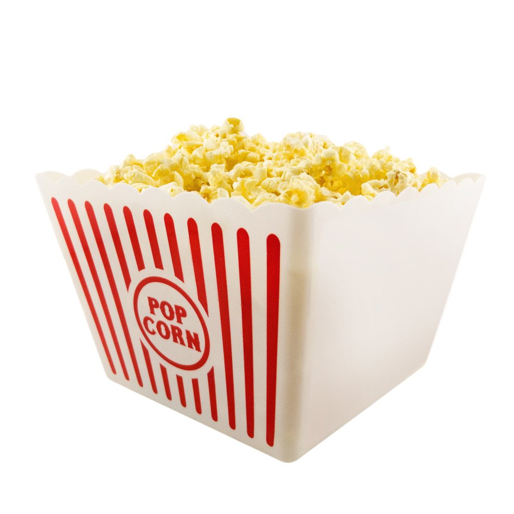 Novelty Place contenedor palomitas retro rojo y blanco, ideal para noches de cine.