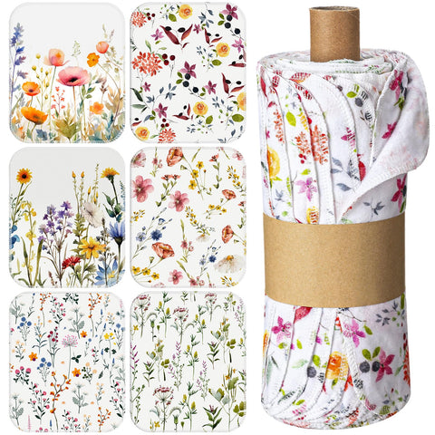 Noveread paños de limpieza de algodón con diseño floral, absorbentes para secar platos y limpiar superficies.
