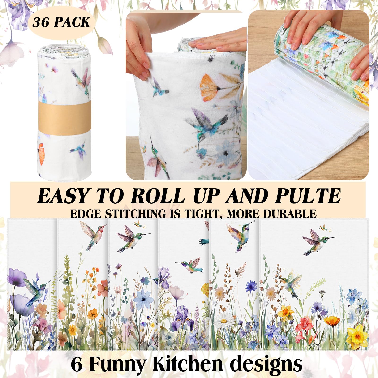 Noveread diseños florales multicolor decoran la cocina mientras limpias.