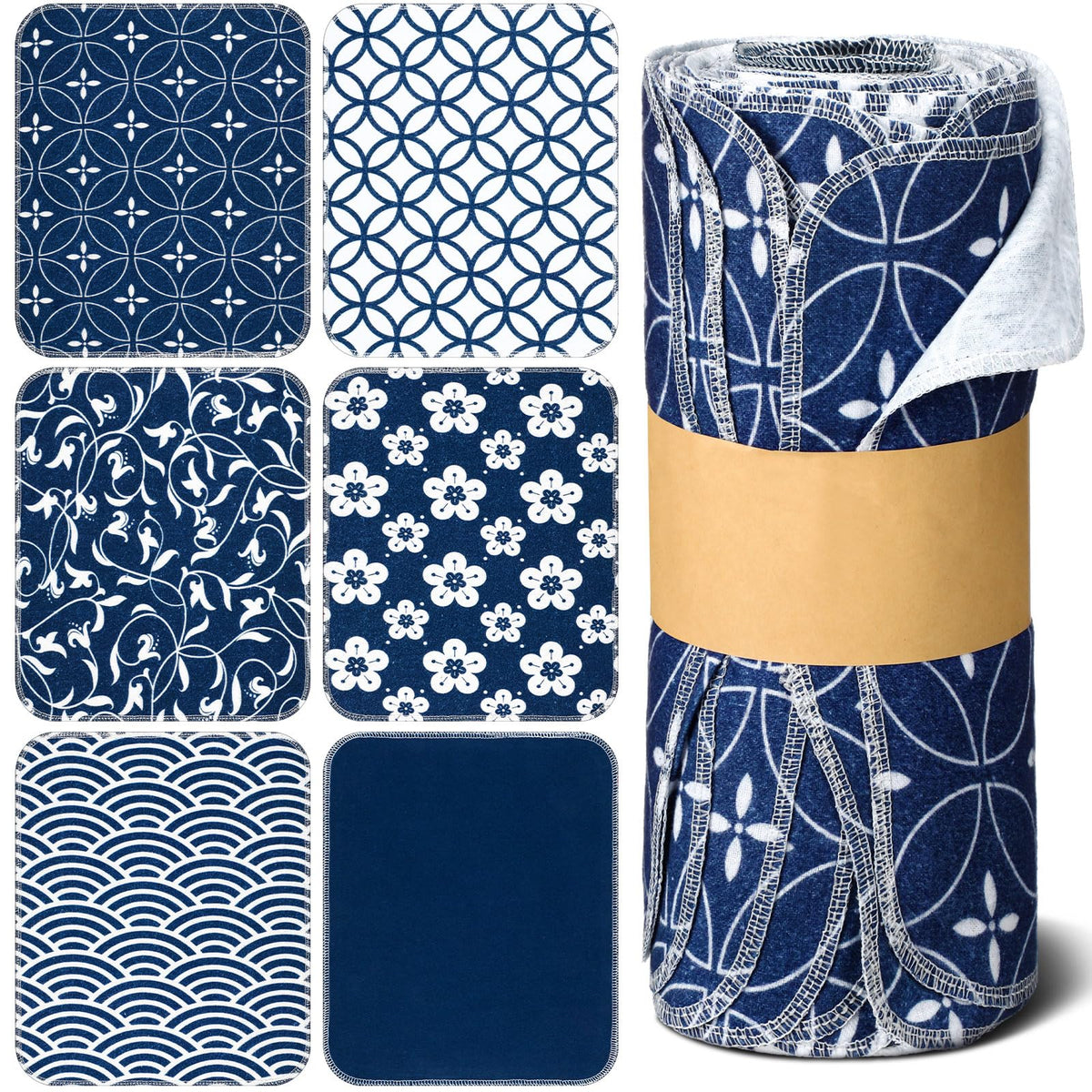 Noveread paños de algodón japonés azul reutilizables para limpieza diaria