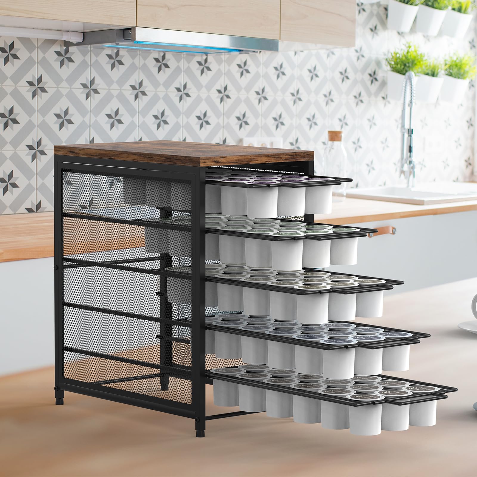 Detalle del marco metálico y tablero de madera del organizador NOVIMANGO