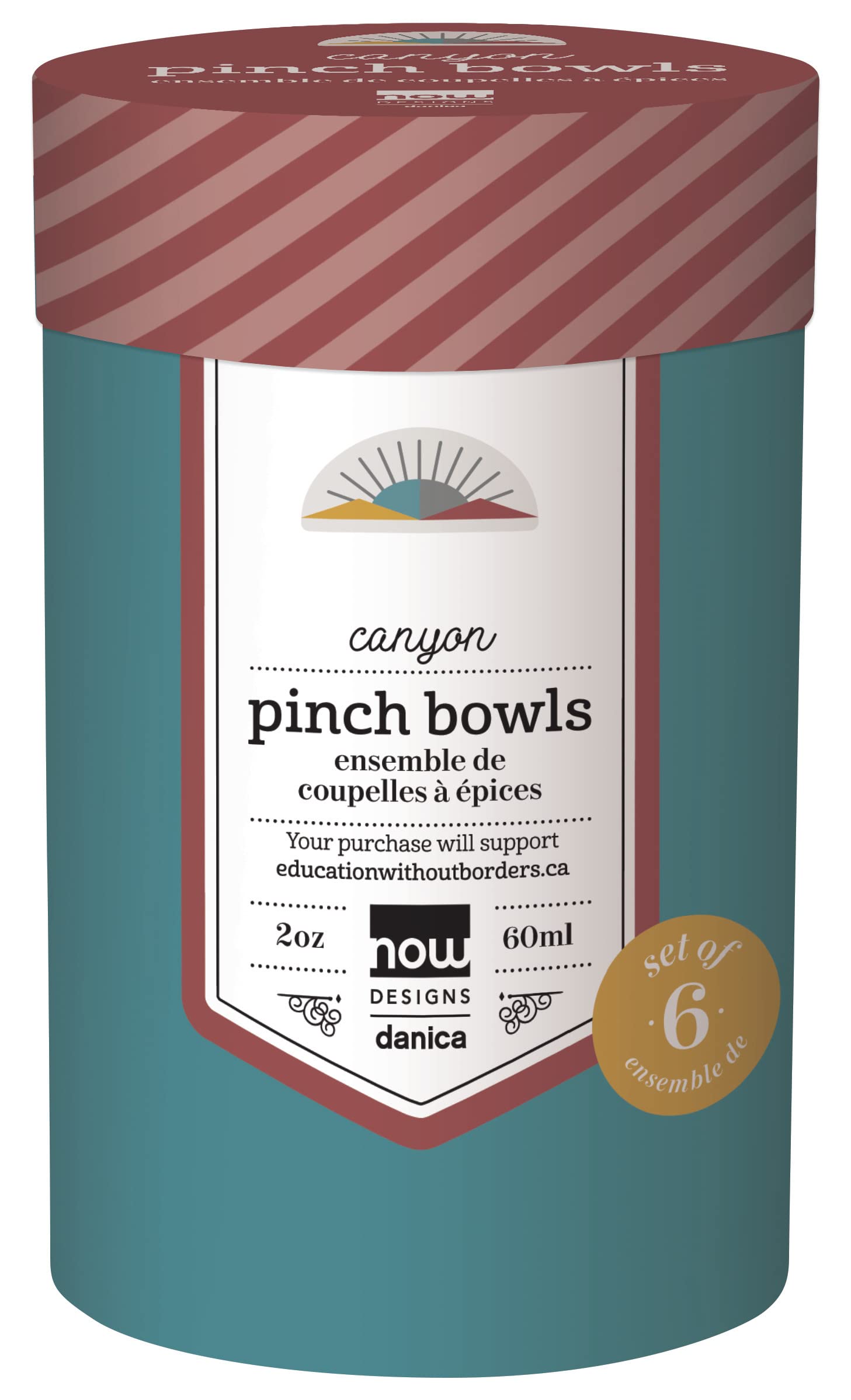Now Designs Canyon conjunto de 6 tazones en caja regalo.