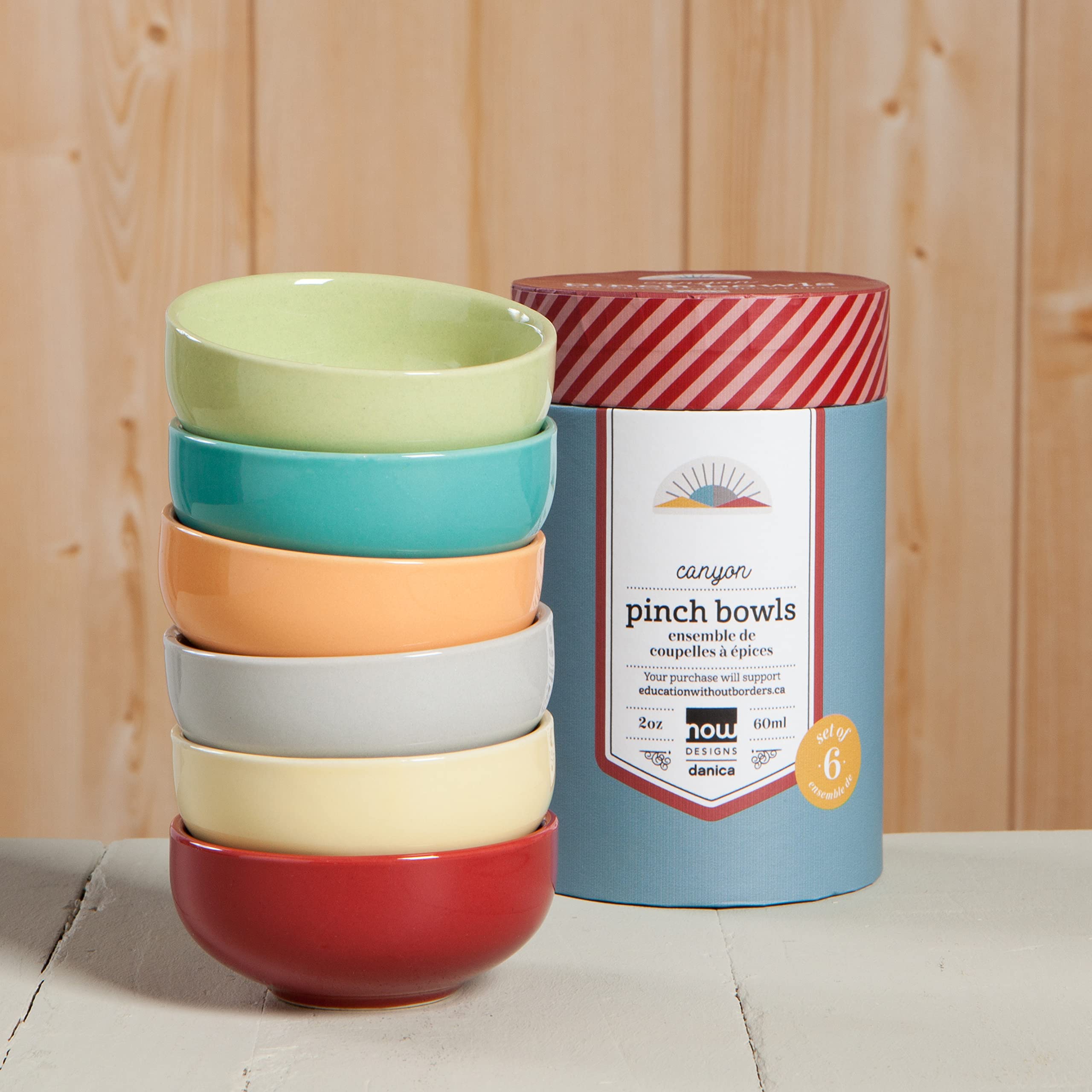 Now Designs Canyon tazones cerámicos 2 oz, ideales para porciones pequeñas.