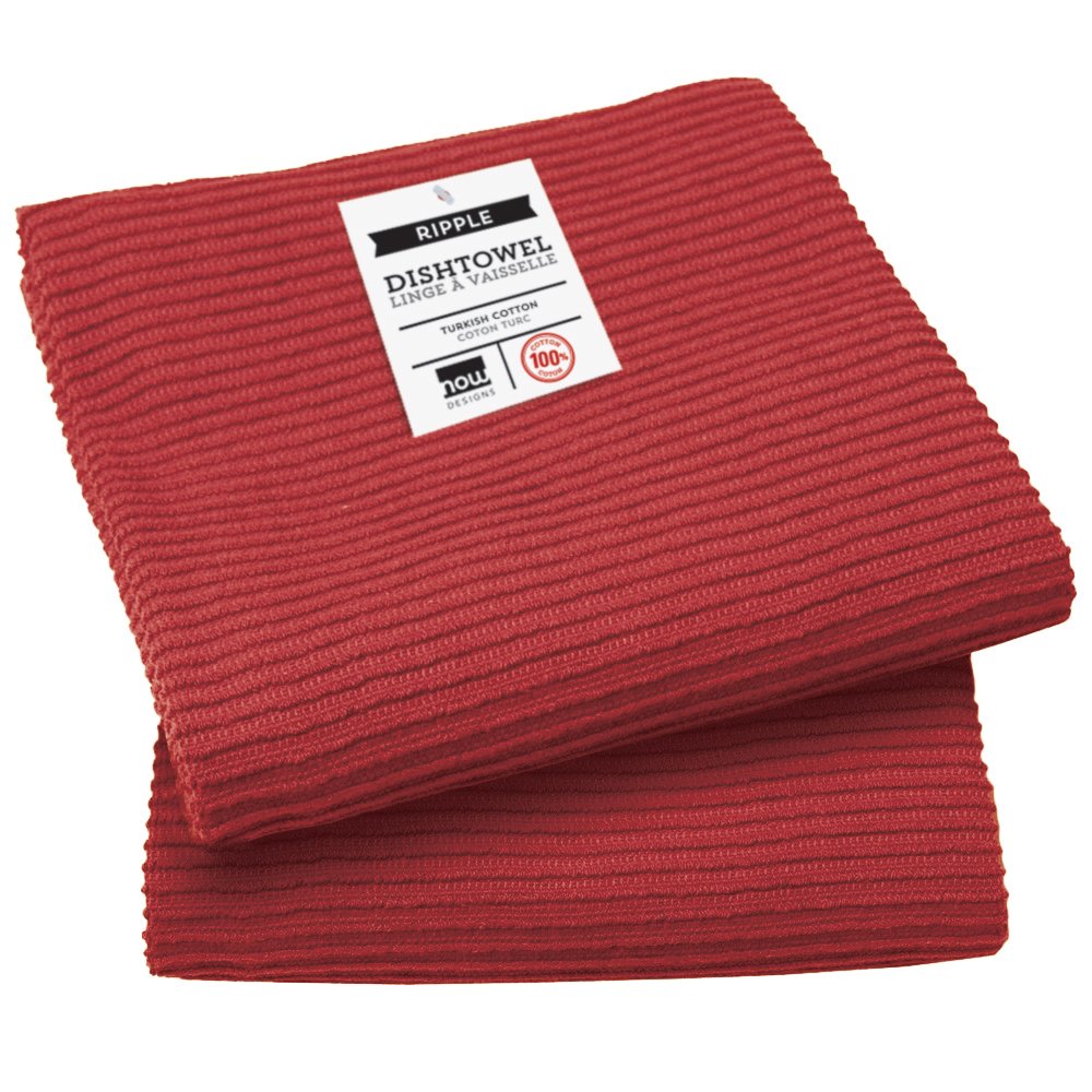 Now Designs Ripple Carmine: toalla de cocina, frente absorbente para secar vasos