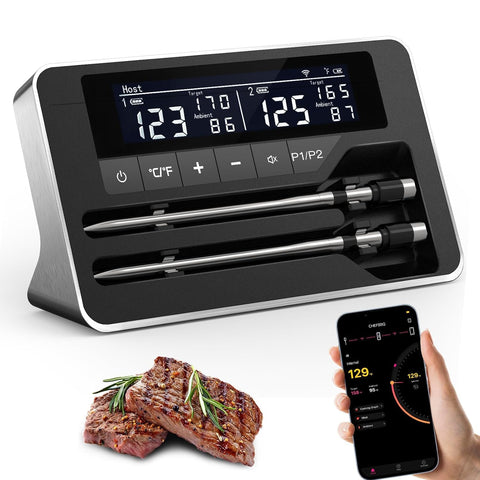 NoWoW termómetro con dos sondas inalámbricas para controlar la carne con precisión en casa