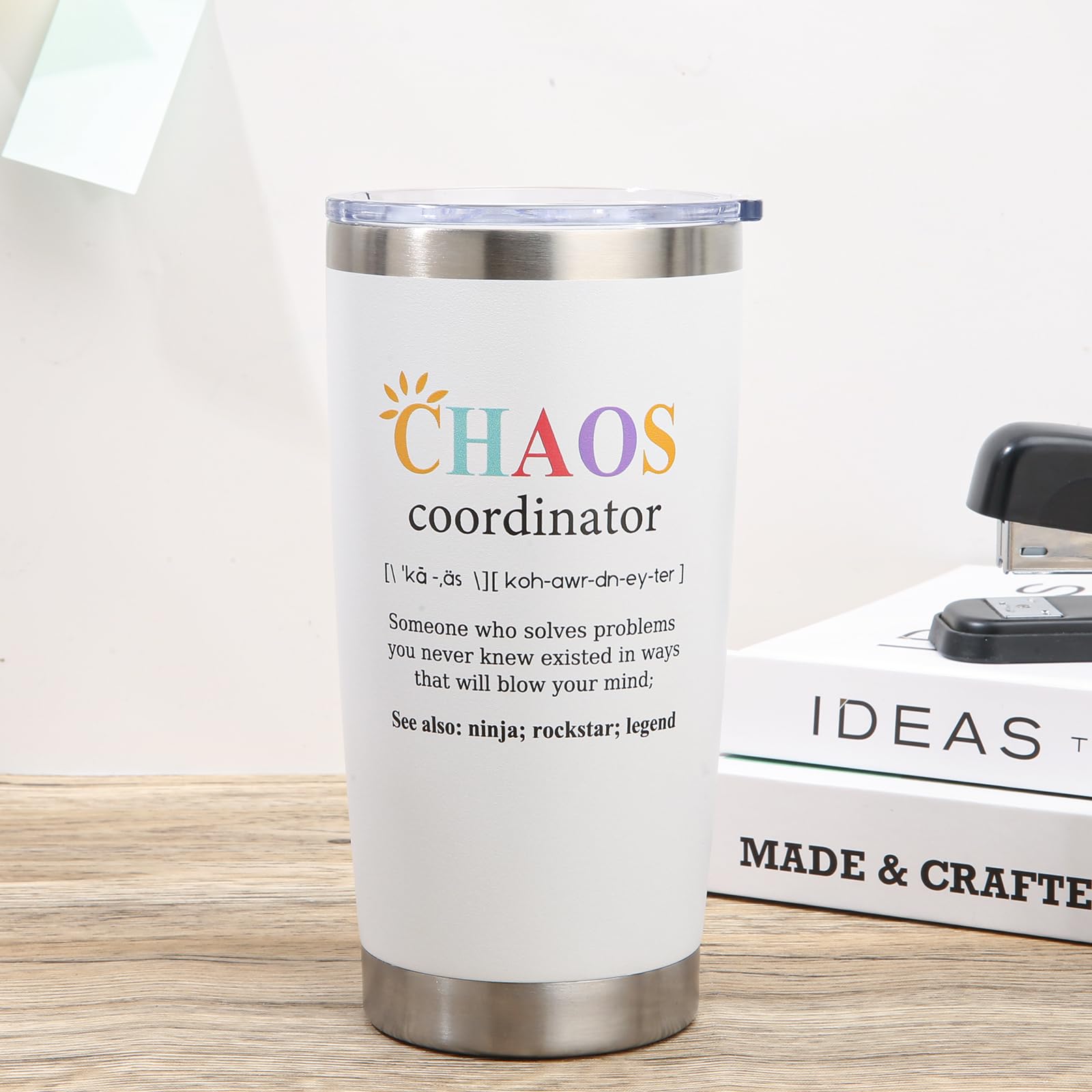 NOWWISH Vaso Coordinadora del Caos, acabado blanco duradero para uso diario.