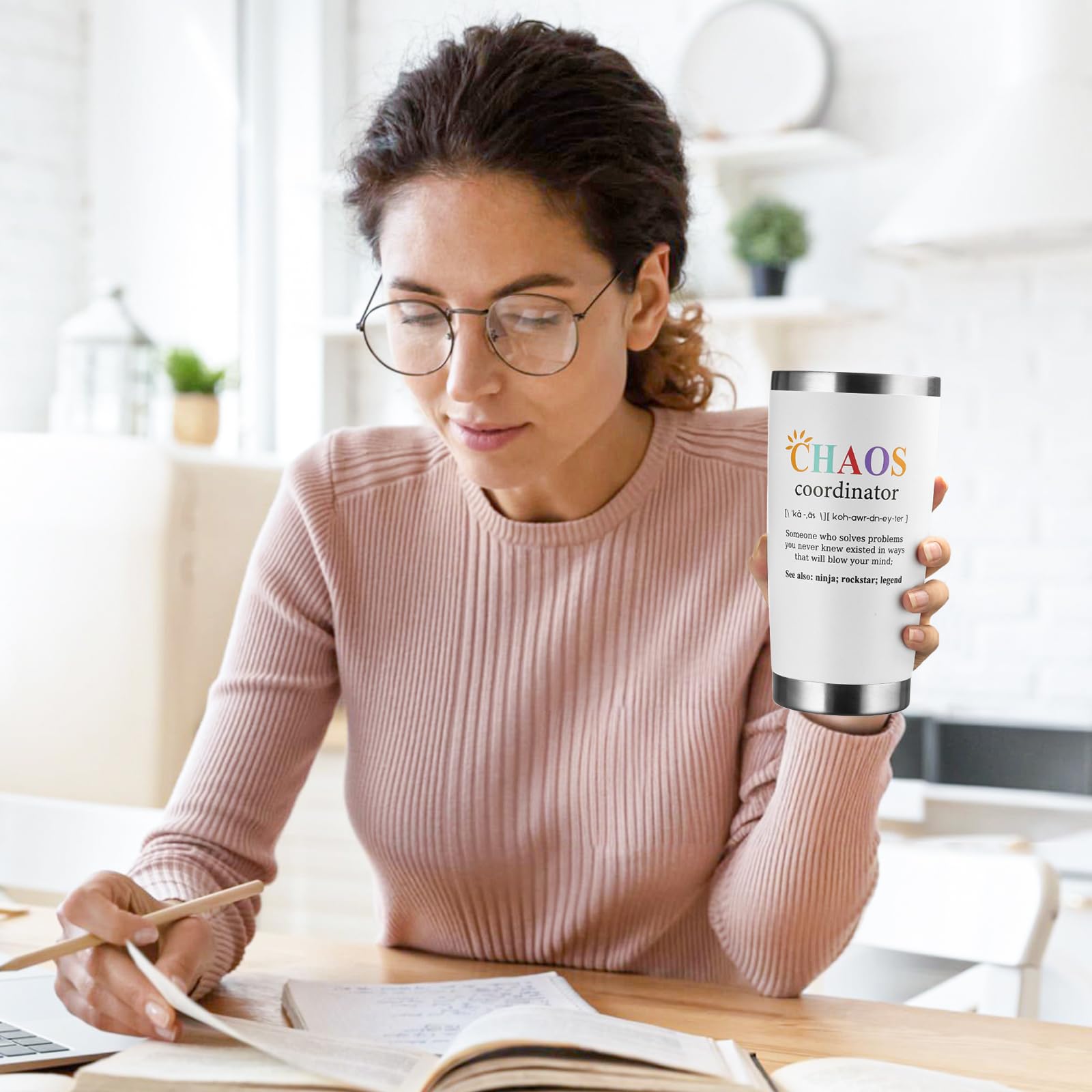 NOWWISH Vaso Coordinadora del Caos, lavavajillas seguro para limpieza sin esfuerzo.