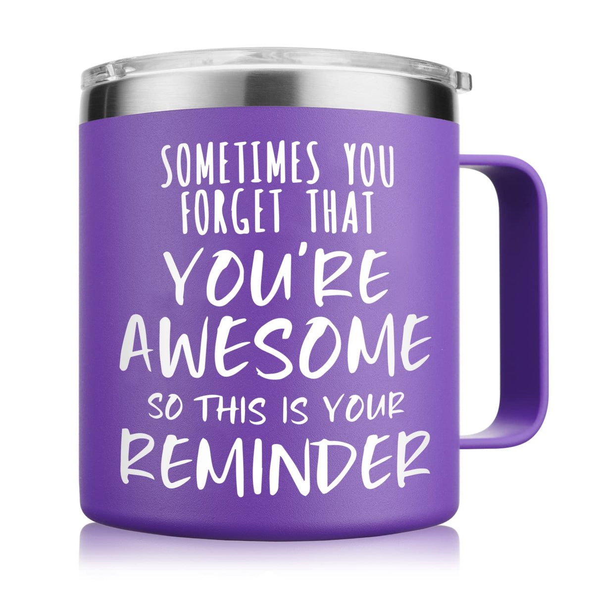 NOWWISH taza 14oz morada con manija para empezar el día con motivación.