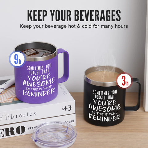 NOWWISH taza 14oz morada con tapa anti fugas para transporte sin derrames.