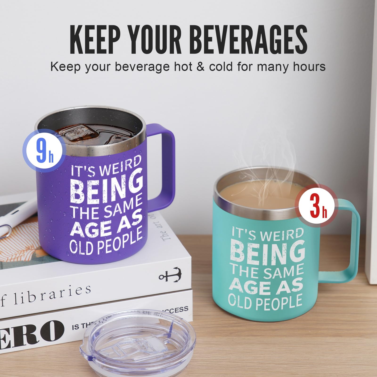 Taza NOWWISH para uso diario de café, cómodo agarre y fácil de llevar.