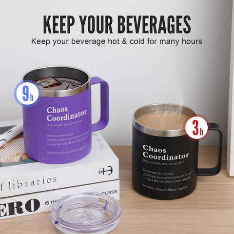NOWWISH Taza Caos Coordinadora, aislamiento doble, mantiene bebidas calientes o frías.