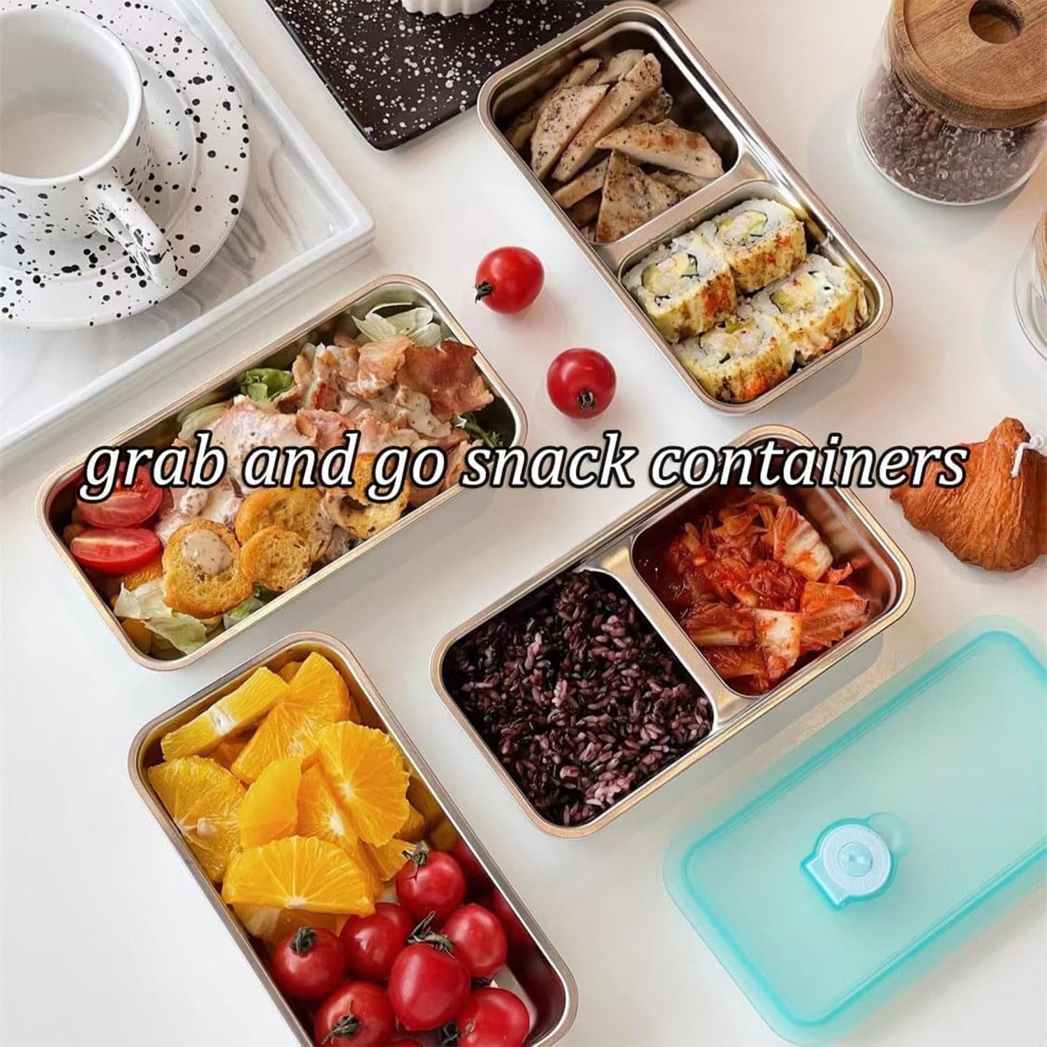 noxozoqm contenedor snack acero inoxidable durable para uso diario.