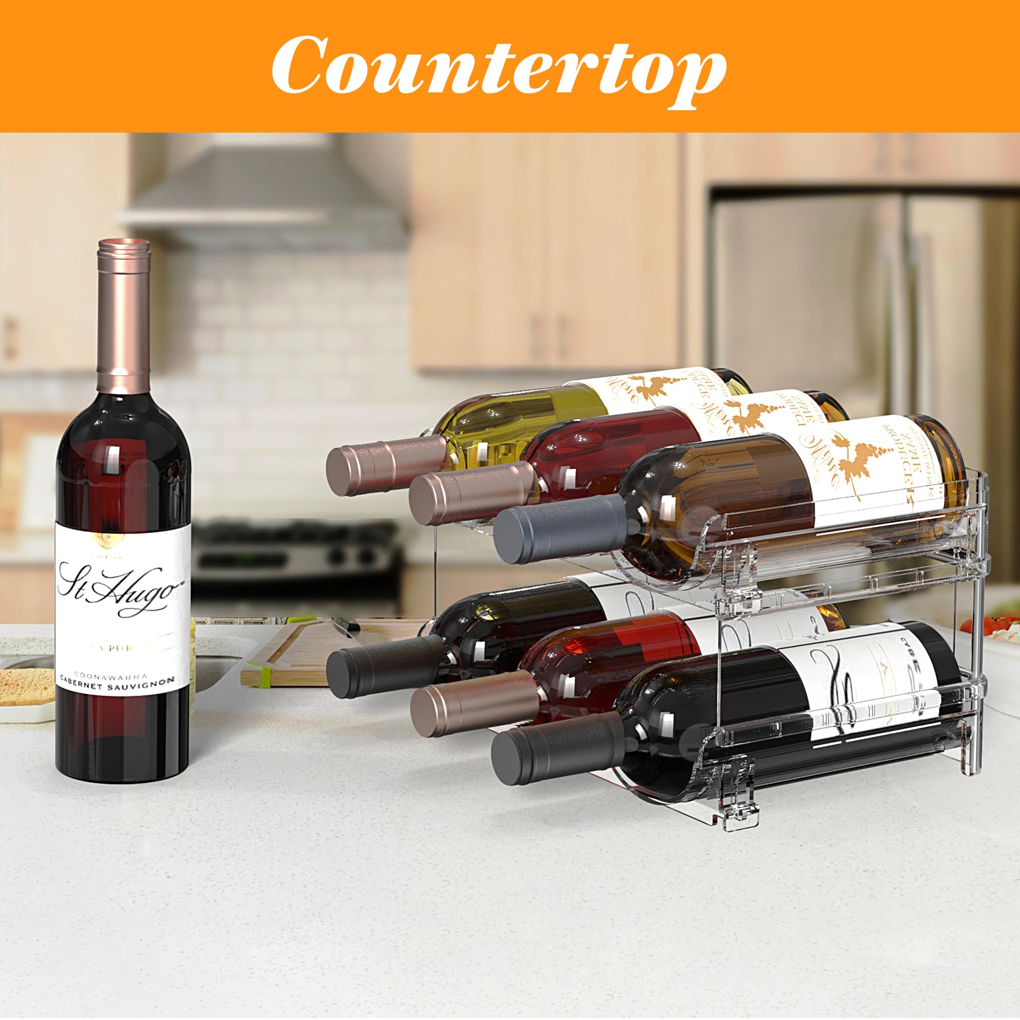 Noyhnuoch capacidad de seis botellas para almacenamiento eficiente.