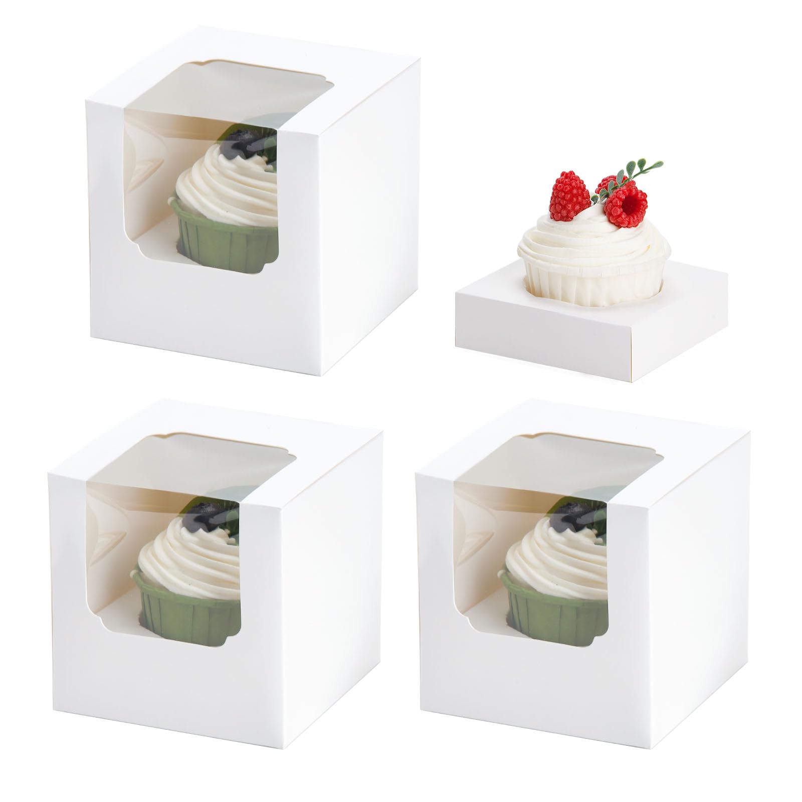 Caja NPLUX para cupcakes individuales, tamaño 3,5x3,5x3,5, transporte seguro.