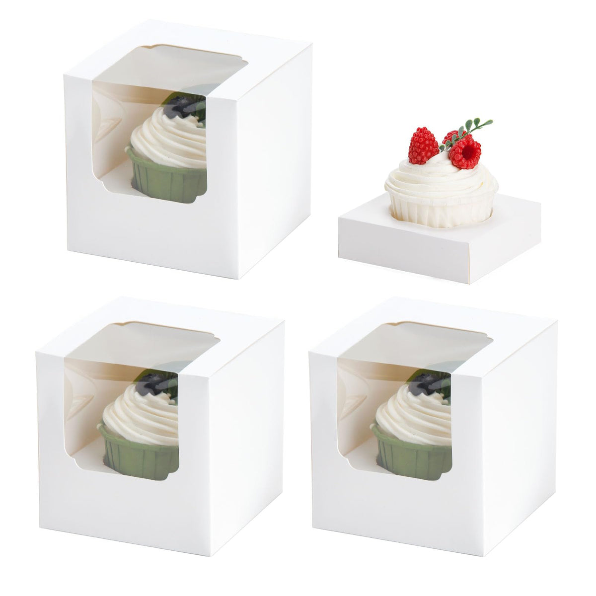 Caja NPLUX para cupcakes individuales, tamaño 3,5x3,5x3,5, transporte seguro.
