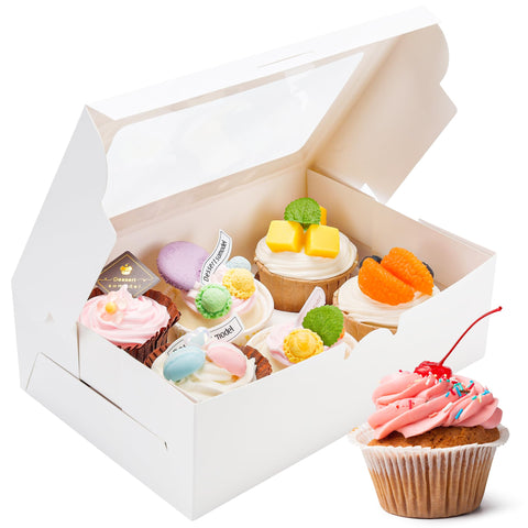 Caja NPLUX para magdalenas con insertos muestra 6 unidades por caja.