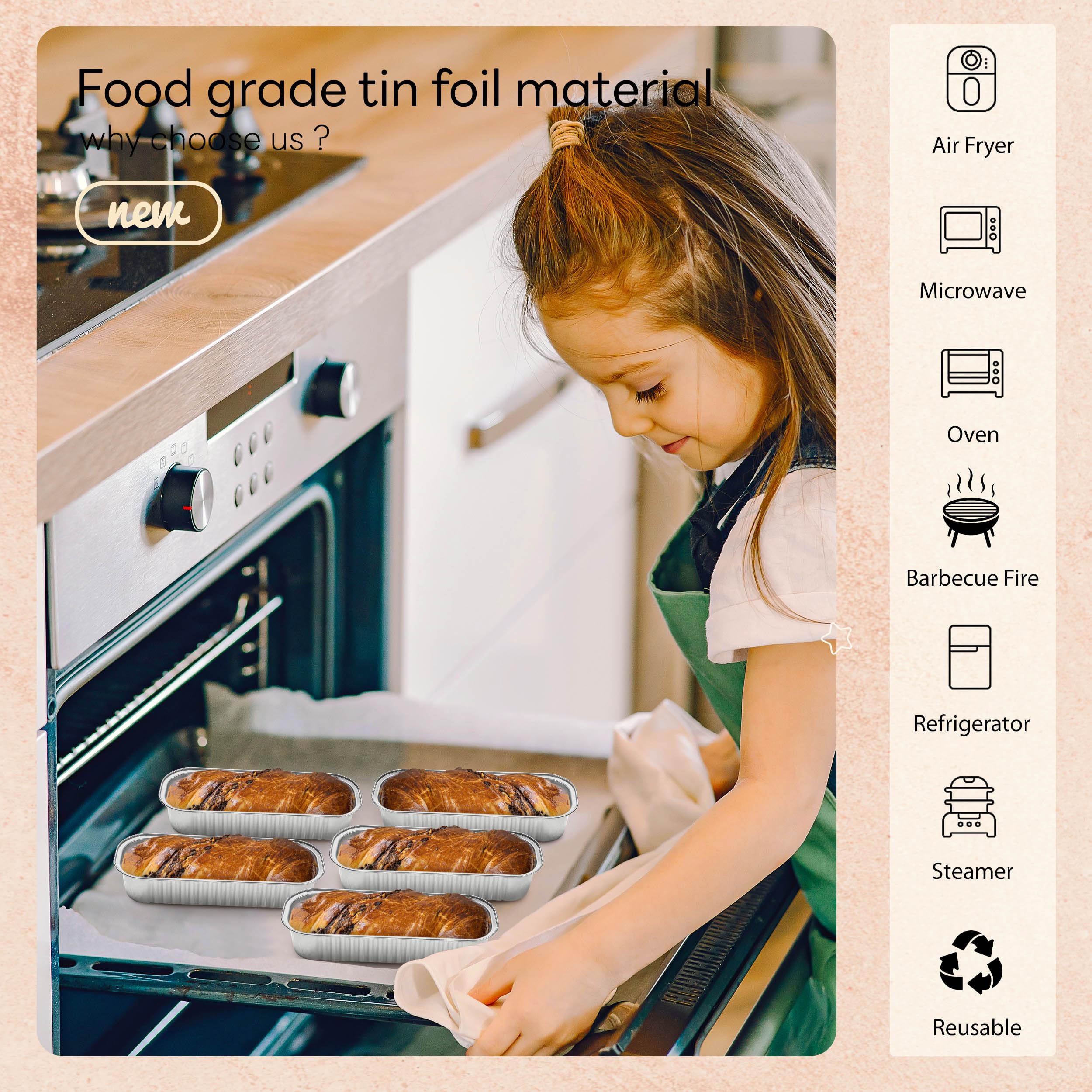 NPLUX contenedores de aluminio desechables con tapa aptos para horno