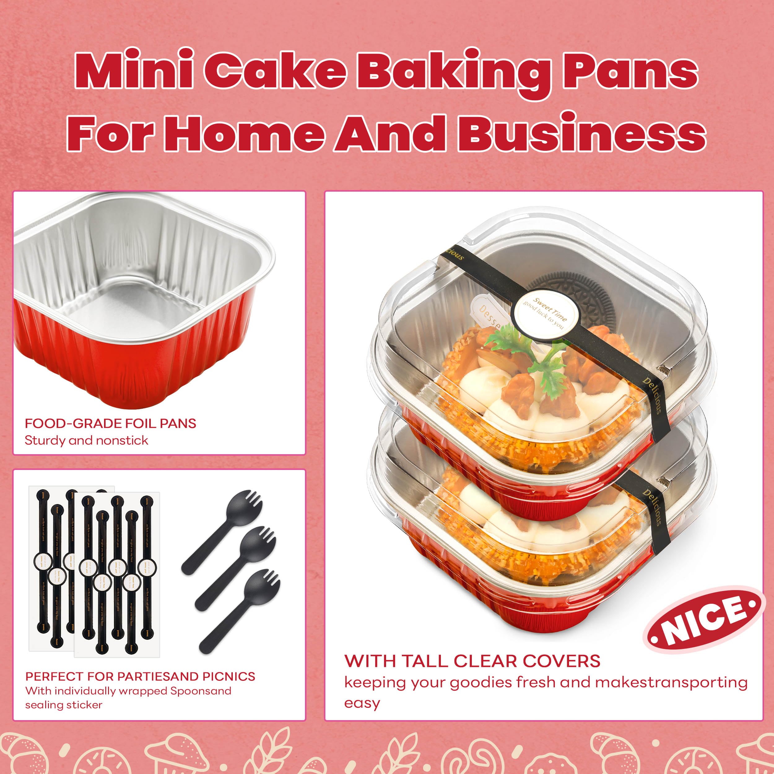 NPLUX detalle de dimensiones de moldes mini para ajustar recetas