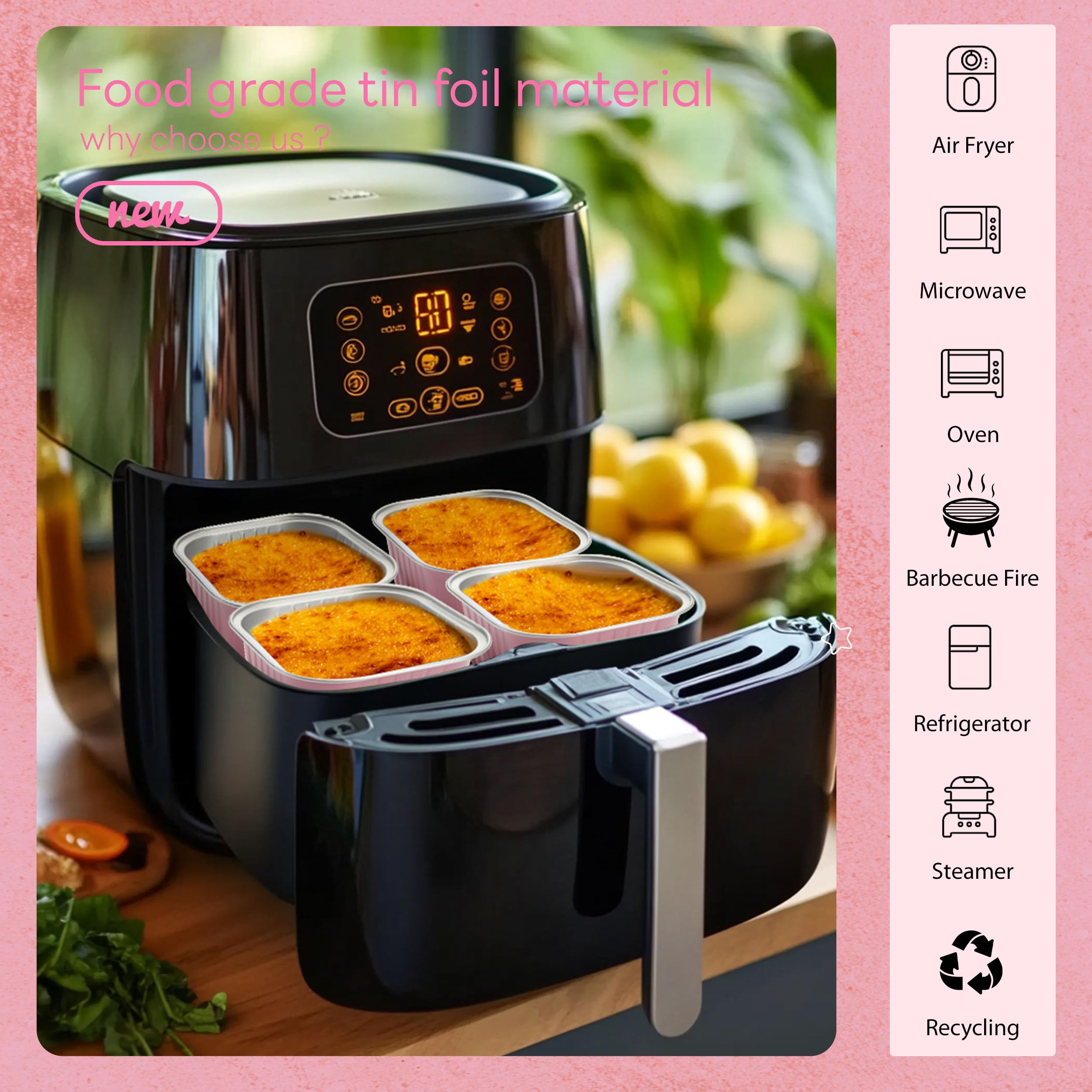 NPLUX empaque con 50 moldes y tapas para catering