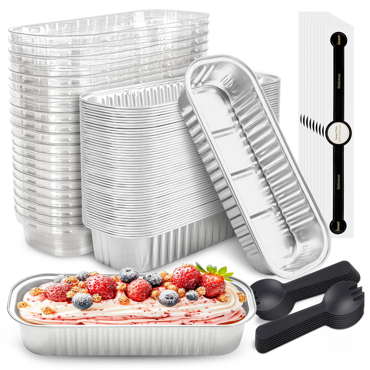 NPLUX moldes mini bizcocho con tapas y cucharas para porciones individuales