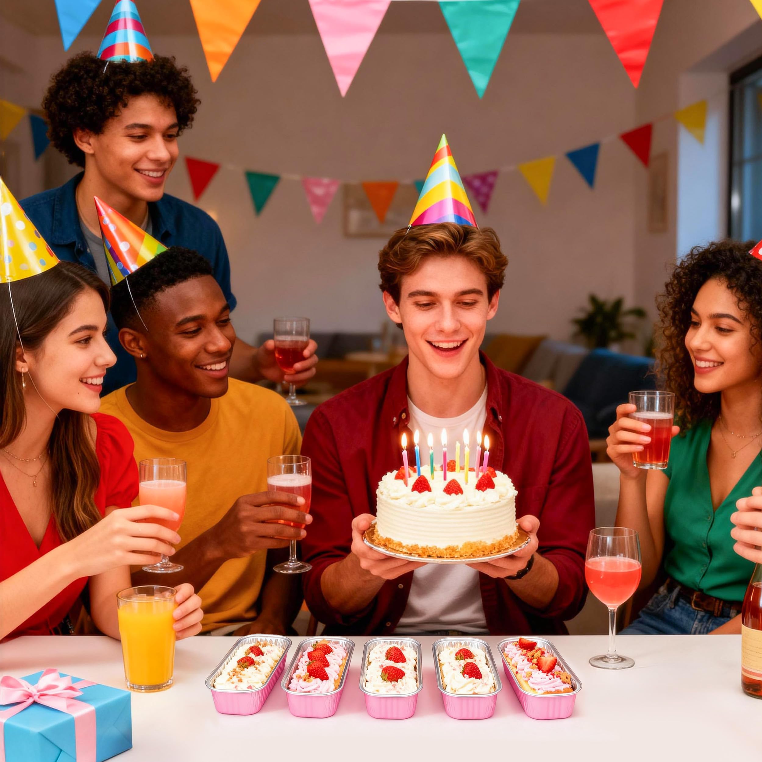 Paquete de 50 unidades desechables para catering con estilo rosa
