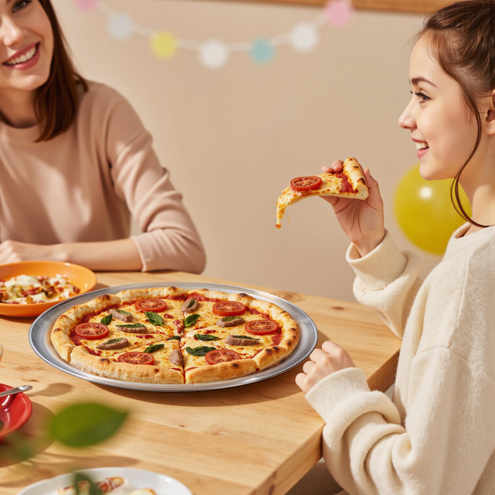 NRAMOOS borde reforzado para mayor durabilidad en bandeja de pizza