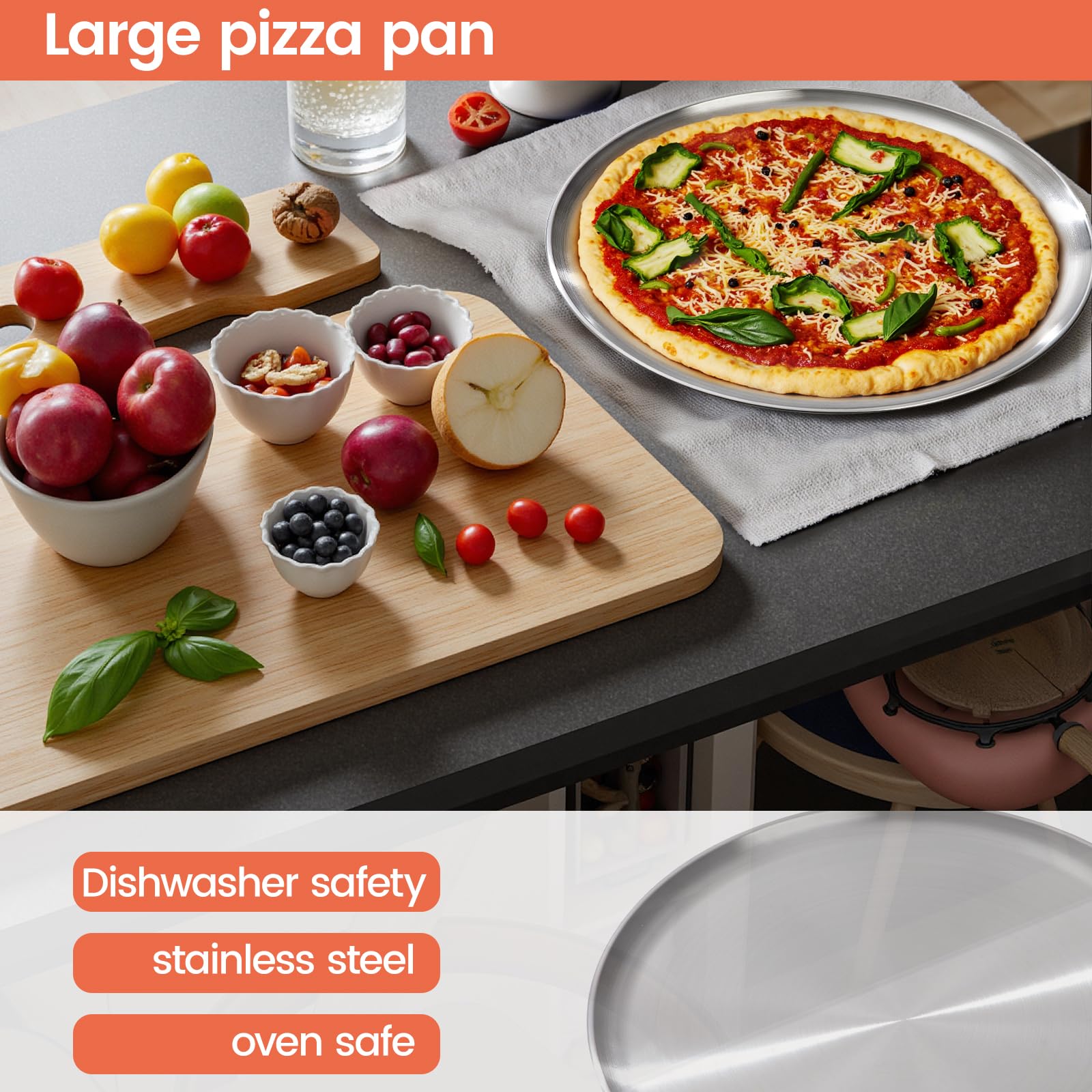 NRAMOOS diseño facilita agarre y manipulación seguro al hornear pizza.