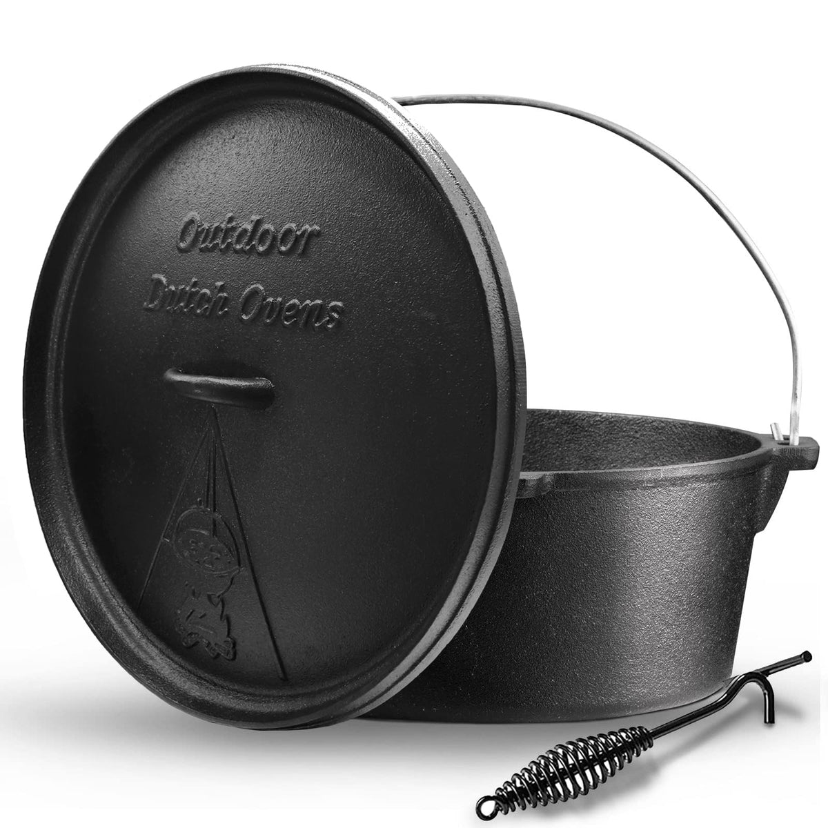 NSIRONS olla de hierro para camping con tapa, ideal para cocción al aire libre