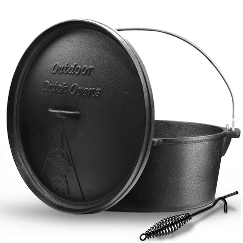 NSIRONS olla de hierro para camping con tapa, ideal para cocción al aire libre
