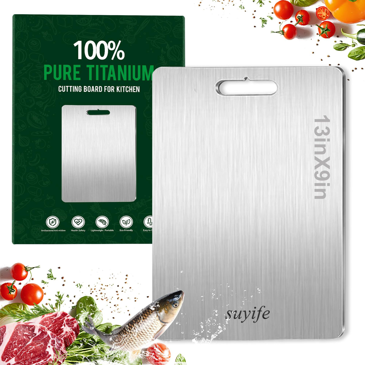 NSLLL tabla de titanio, lado frontal para frutas y verduras, práctica y segura