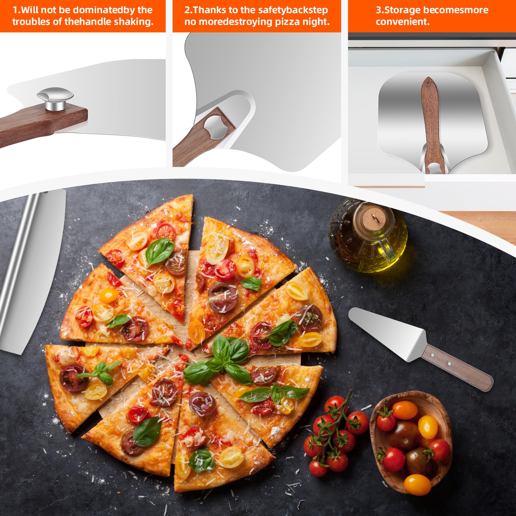 Nsoyos espátula servidor de pizza para transferir porciones con facilidad.