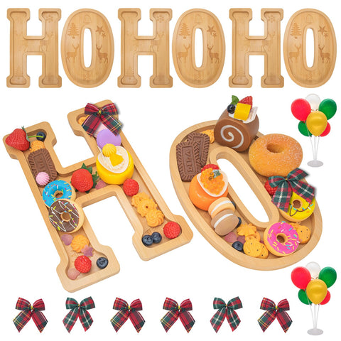 Nsoyos HOHOHO letras de charcutería en bambú para decorar mesas festivas