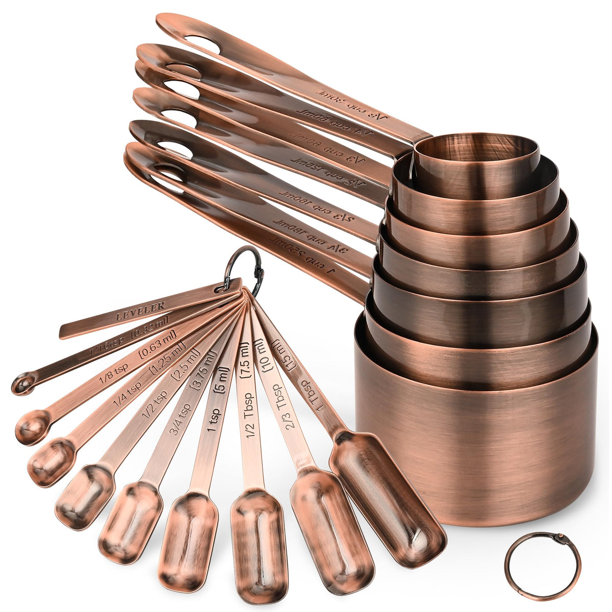 Nstezrne tazas de cobre para medición, precisión para repostería y cocina diaria
