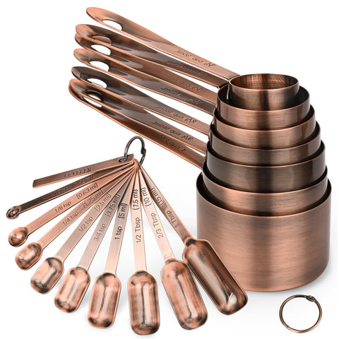 Nstezrne tazas de cobre para medición, precisión para repostería y cocina diaria