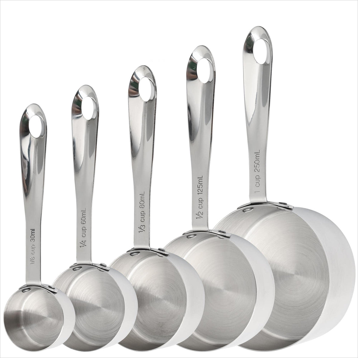Conjunto Nstezrne de 5 tazas medidoras en acero inoxidable para hornear.