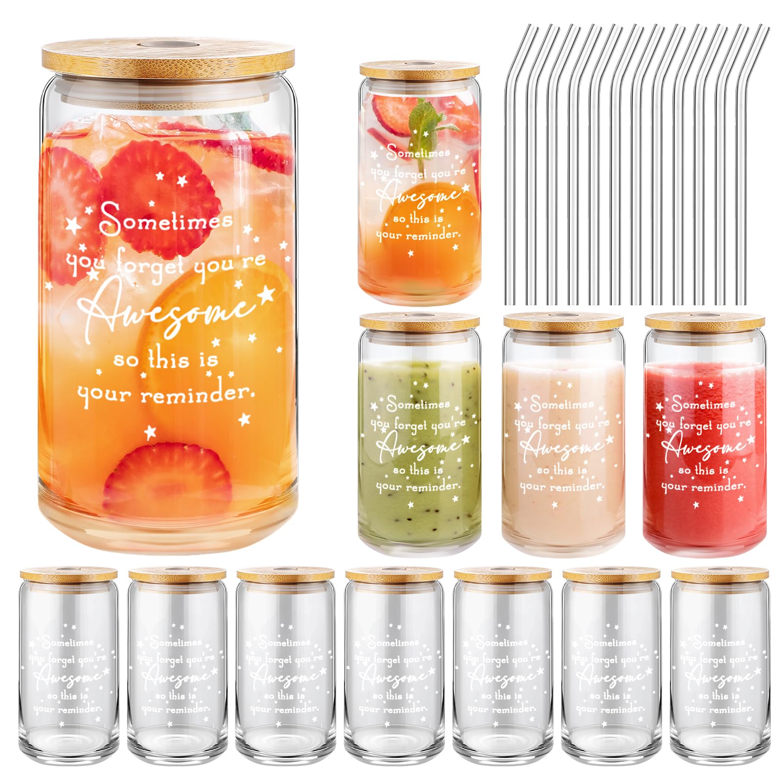 Nuanchu: vasos de cristal con tapa de bambú y pajita, ideal para agua y café en la oficina.