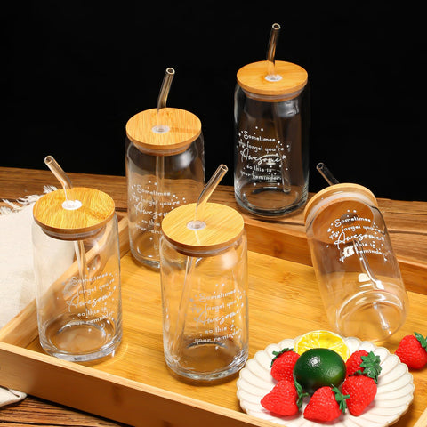 Nuanchu juego de vasos con tapas naturales, aptos para bebidas frías o calientes.
