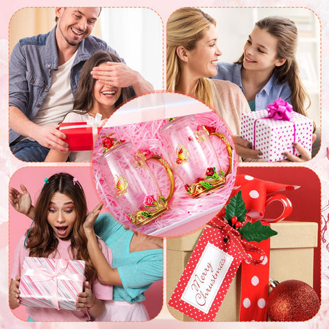 Conjunto Nuanchu de tazas-vidrio florales, regalo elegante para madres y amigas.
