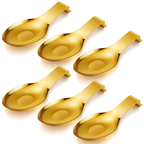 Nuanchu reposacucharas de acero inoxidable con acabado dorado para organizar utensilios.