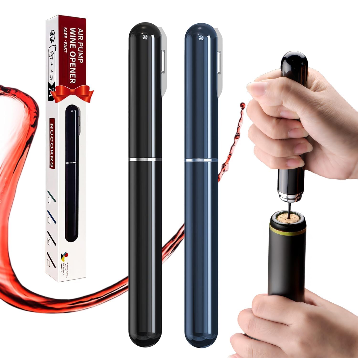 NUCOKRS abridor-vino manual pack-2 facilita abrir botellas con presión controlada