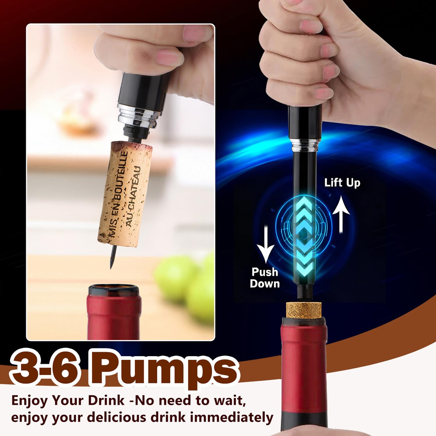 NUCOKRS diseño-estilo-pluma-abridor-vino, agarre cómodo para uso diario