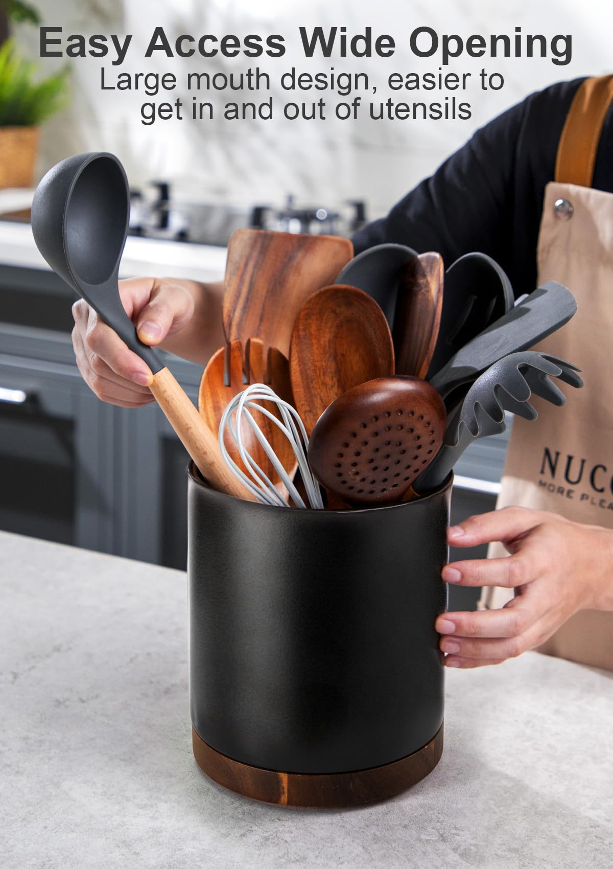 Nucookery base-de-cork protege encimera al mover el porta-utensilios