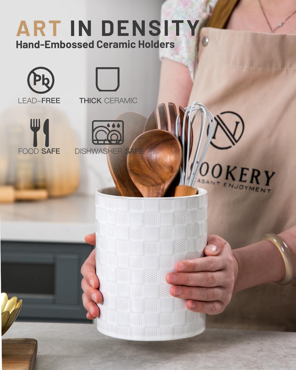 Nucookery capacidad-grande-utensilios ideal para tener a mano espátulas y cucharones.