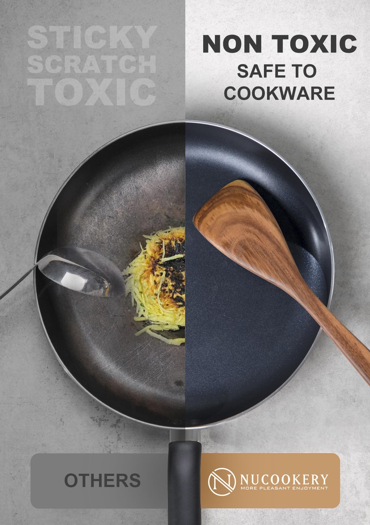 Nucookery cuchara de servir teca para porciones equitativas