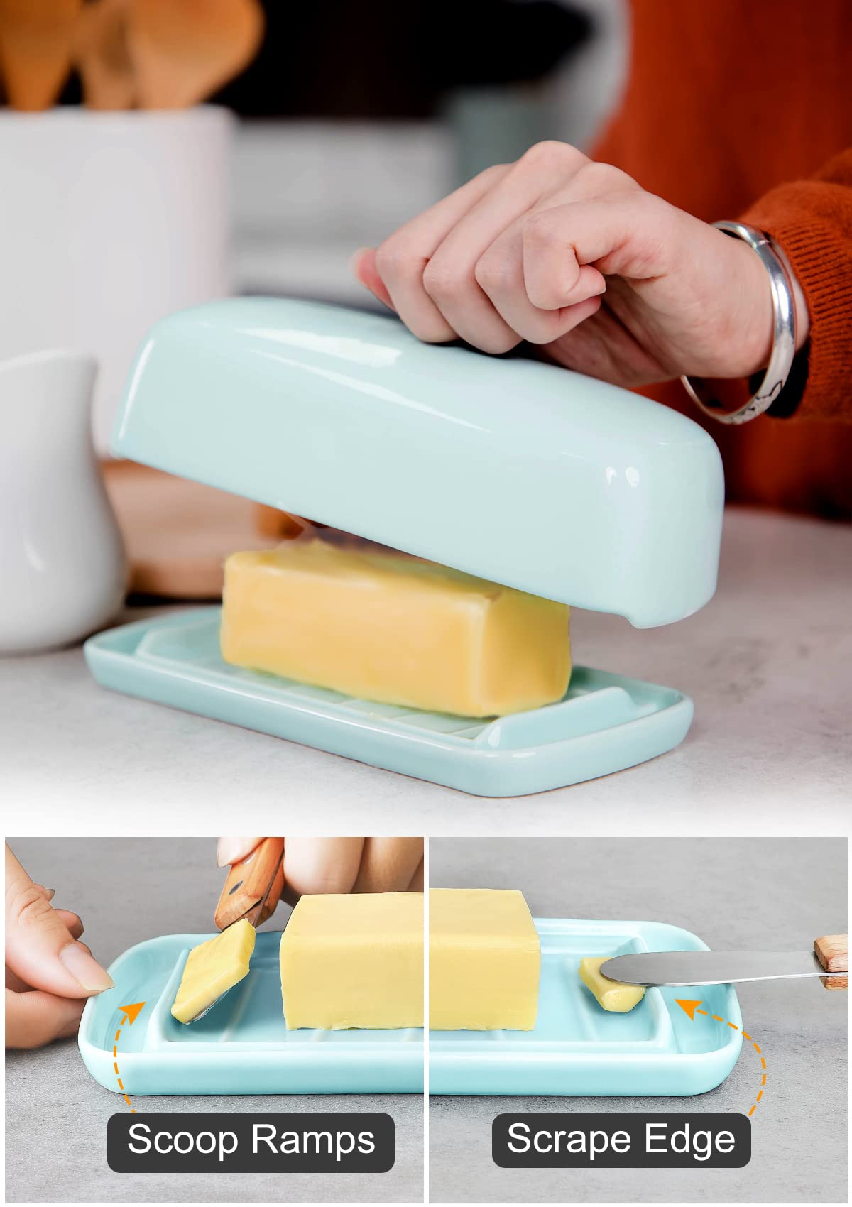 Nucookery mantequero cerámico con cantos ergonómicos, tacto cómodo