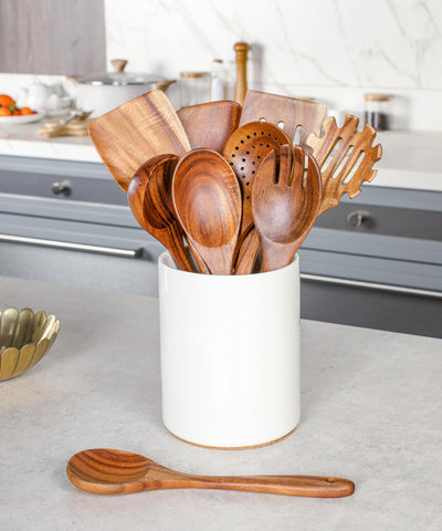 Nucookery tenedor-cuchara teca para usos múltiples sin rayar