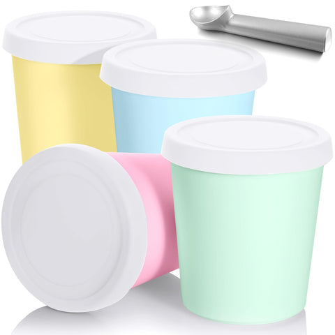 Nuenen recipientes para helado con tapas de silicona y cierre hermético.