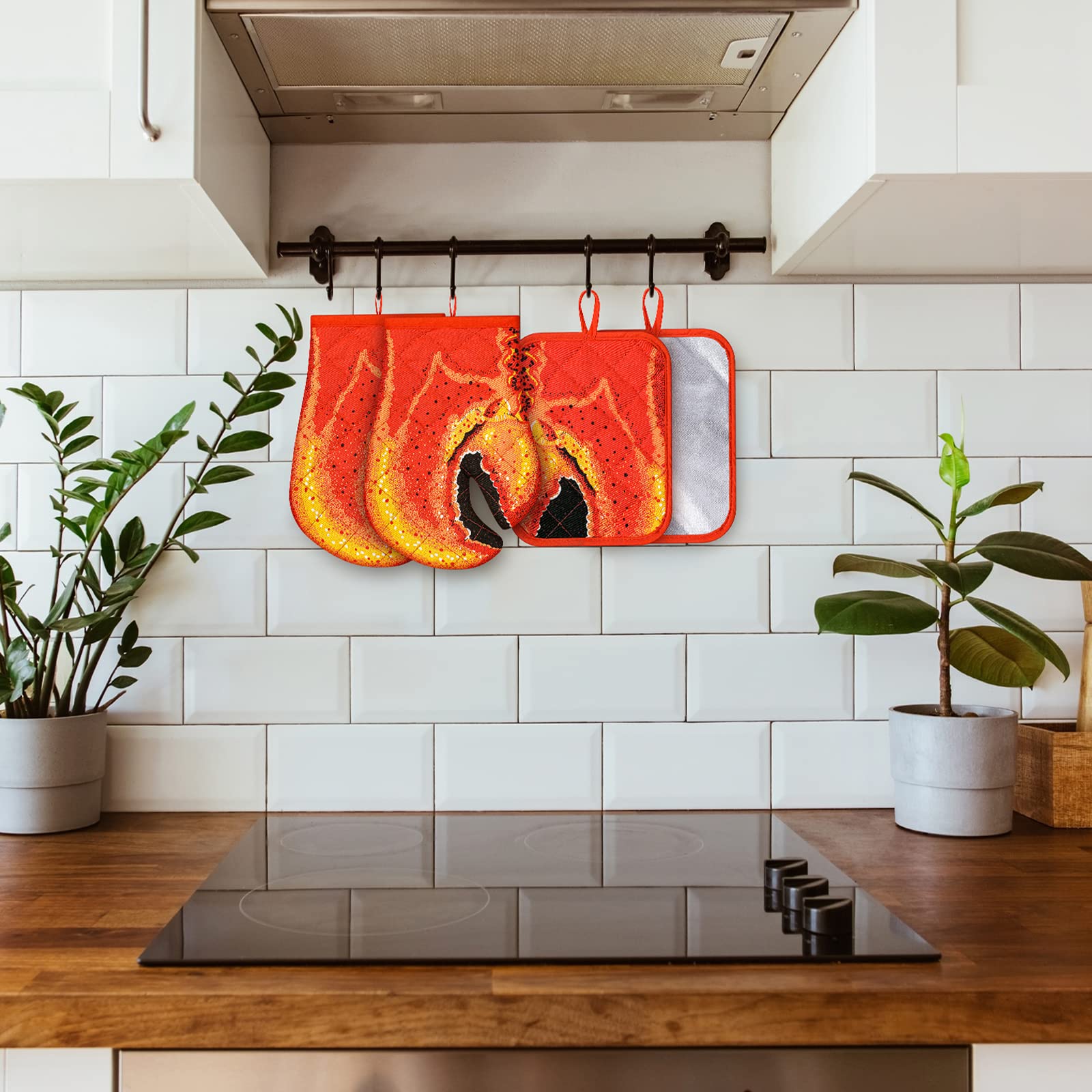 Conjunto de guantes y agarraderas Nuenen para horno, cocción y barbacoa.